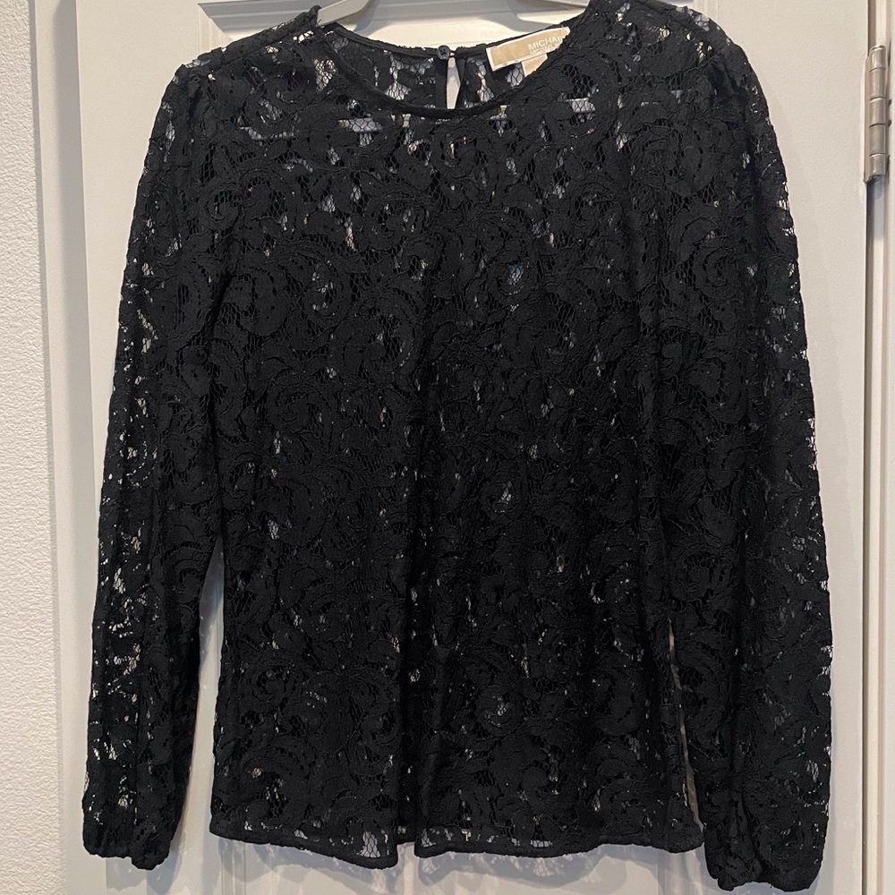 MICHAEL Michael Kors Lace Blouse, Black, Size 2